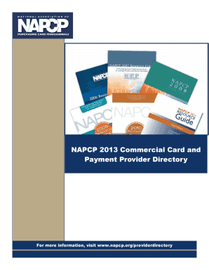 NAPCP 2013 Commercial Card and Payment Provider Directory Advertising Contract