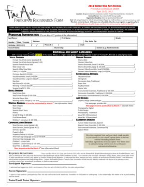 PennDel District Fine Arts Festival Registration Form