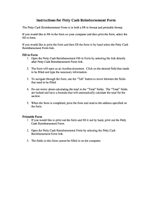 Petty Cash Reimbursement Form