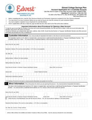 Edvest College Savings Plan Custodial Account Application