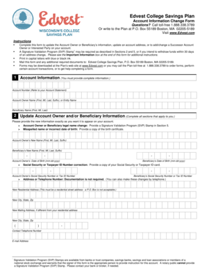 Edvest College Savings Plan Account Information Change Form