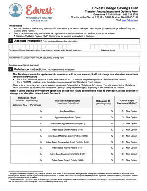 Edvest College Savings Plan Transfer Form