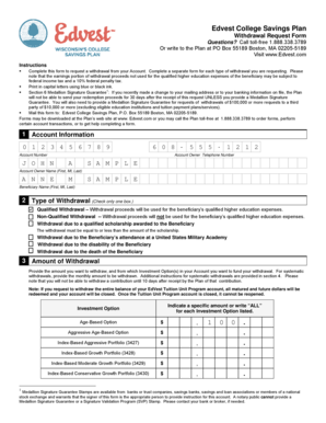 Edvest College Savings Plan Withdrawal Request Form