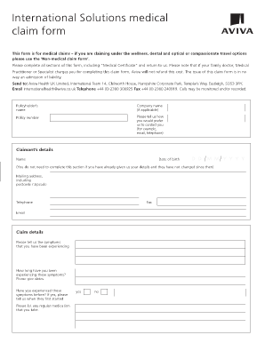 Aviva International Medical Claim Form