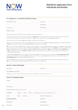 WorldCare Health Insurance Application Form