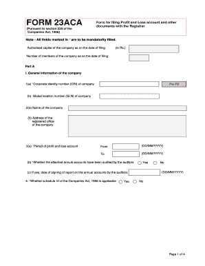 Form 23ACA for Profit and Loss Account Filing