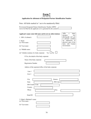 Application for Designated Partner Identification Number