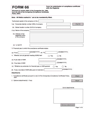 Compliance Certificate Form 66