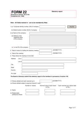 Form 22 Statutory Report