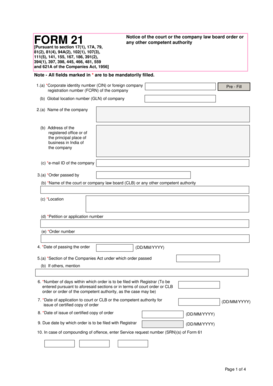 Form 21 Court Order Notice