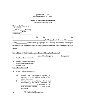 Notice by Interested Directors Form 24-AA