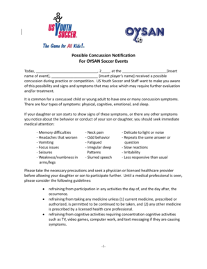 Possible Concussion Notification Form