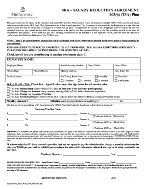 Salary Reduction Agreement for 403(b) Plan