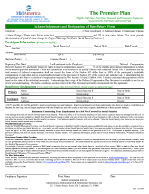 Social Security Alternative Retirement Plan Beneficiary Form
