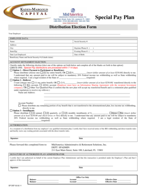 Special Pay Plan Distribution Election Form