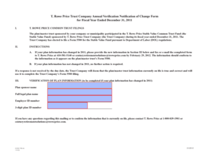 Rowe Price Trust Company Annual Verification Notification of Change Form