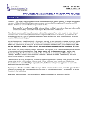 Unforeseeable Emergency Withdrawal Request Form