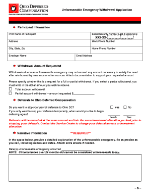 Unforeseeable Emergency Withdrawal Application