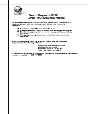 Maryland Direct Rollover/Transfer Request