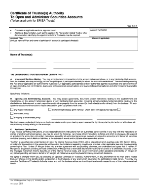 Certificate of Trustee(s) Authority