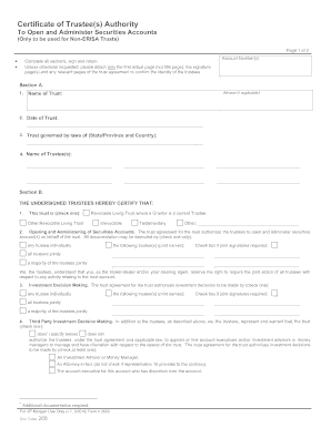 Certificate of Trustee(s) Authority