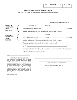 Irrevocable Stock or Bond Power
