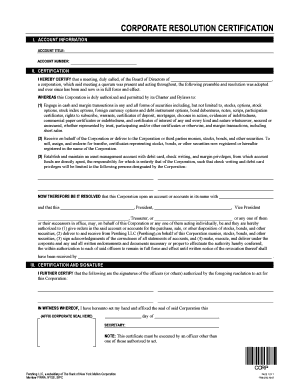Corporate Resolution Certification