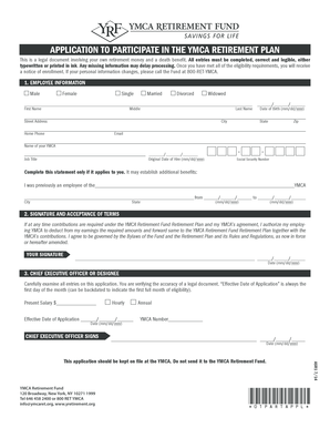 YMCA Retirement Plan Application