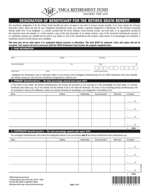 YMCA Retired Death Benefit Designation Form