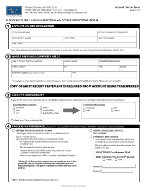 Sterling Trust Account Transfer Form