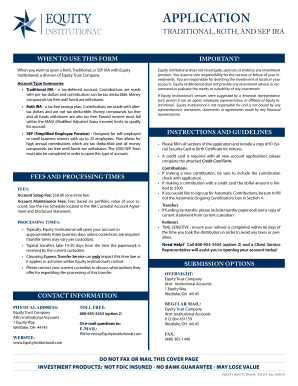 Traditional, Roth, or SEP IRA Application