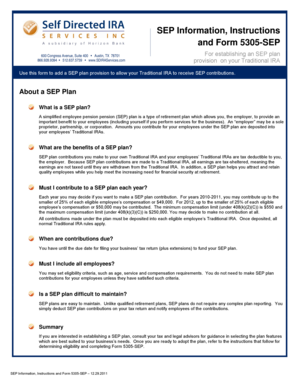 SEP Plan Adoption Form 5305-SEP