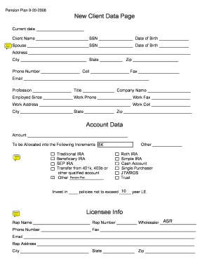 Pension Plan Investment Form