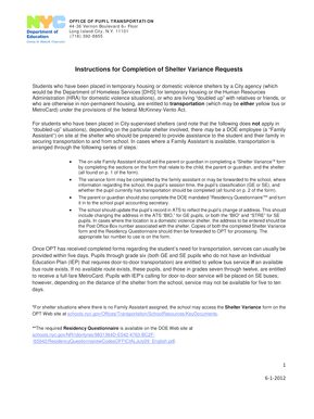 Shelter Variance Request Form