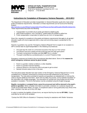 Emergency Variance Request Form