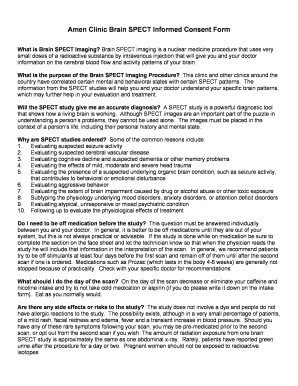Amen Clinic Brain SPECT Informed Consent Form