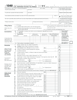 US Individual Income Tax Return Form 1040 (2011)