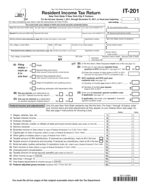 New York State Resident Income Tax Return IT-201