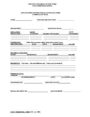 Testamentary affidavit sample - staff data form