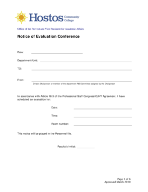 Notice of Evaluation Conference