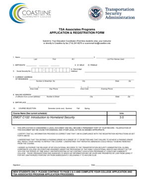 TSA Associates Program Application Form