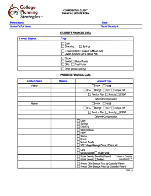 Confidential Client Financial Update Form