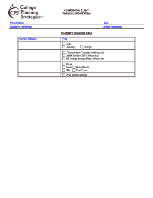Confidential Client Financial Update Form