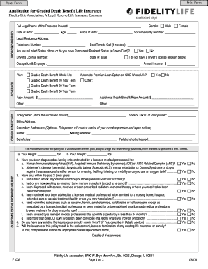 Application for Graded Death Benefit Life Insurance