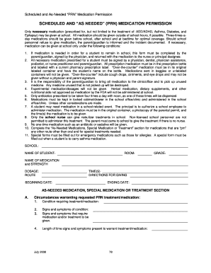 Scheduled and As-Needed PRN Medication Permission