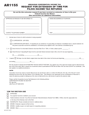 Arkansas Corporation Income Tax Extension Request