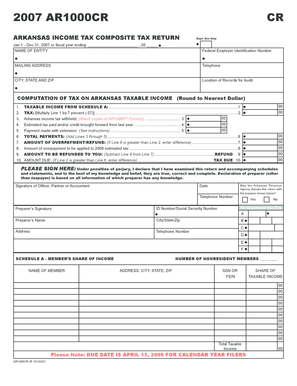 Arkansas Income Tax Composite Return