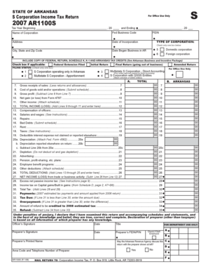 Arkansas S Corporation Income Tax Return