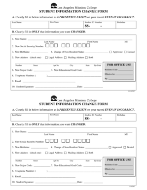 Student Information Change Form