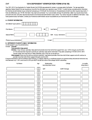 Dependent Verification Form